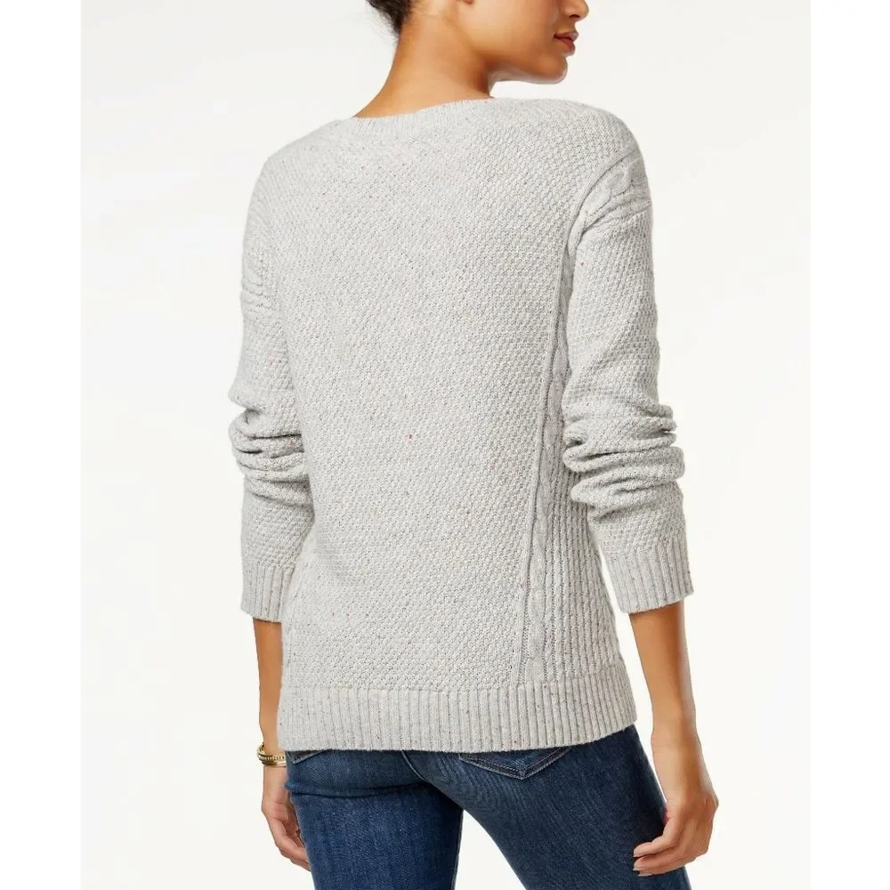 New! TOMMY HILFIGER Women's Cable-Knit Chunky Gray Sweater Size 2XL XXL